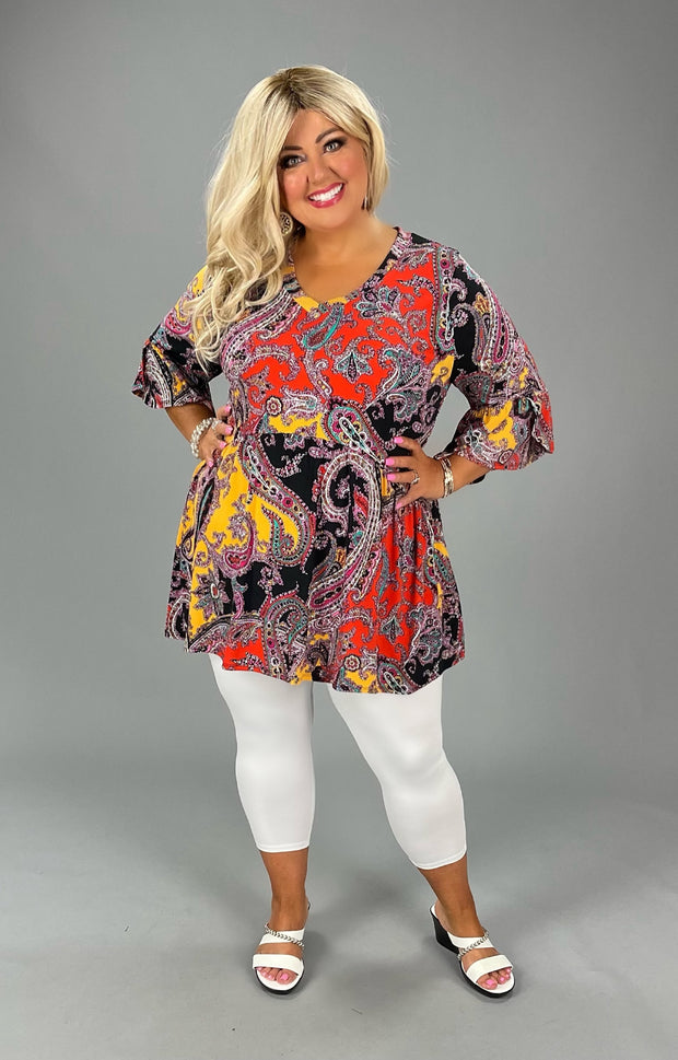 SALE!! 72 PSS {Doing My Best} Red/Mustard Paisley Babydoll Top EXTENDED PLUS SIZE 3X 4X 5X