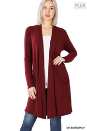 63 OT {Worth A Mention} Dk Burgundy Cardigan w/Pockets PLUS SIZE 1X 2X 3X