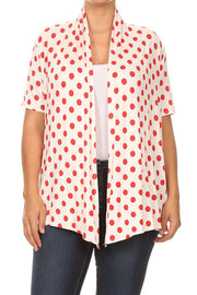 25 OT {Dots On Call} White/Red Polka Dot Cardigan PLUS SIZE XL 2X 3X