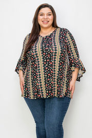 60  PQ {Look At Me} Black Yellow Floral V-Neck Top EXTENDED PLUS SIZE 4X 5X 6X