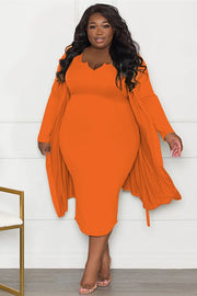 SALE!! 22 SET {Front Page Fashion} Orange Tank Dress & Cardigan EXTENDED PLUS SIZE 4X