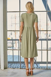 SALE!! 75 SSS {Simple Style} Sage Ribbed V-Neck Babydoll Dress PLUS SIZE 1X 2X 3X