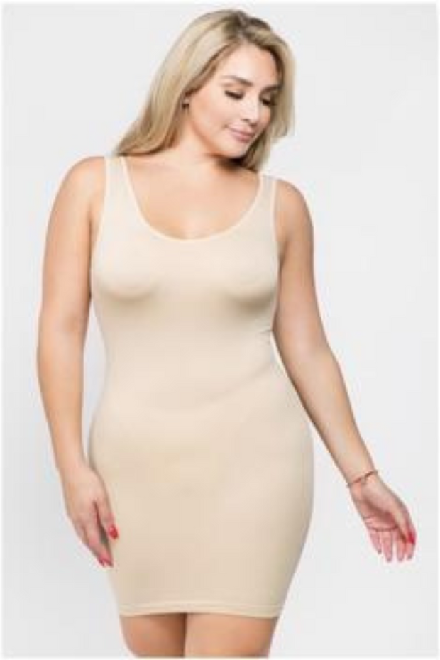 TANK {Better Shape Up} X-Long BEIGE Spandex Shaper Tank