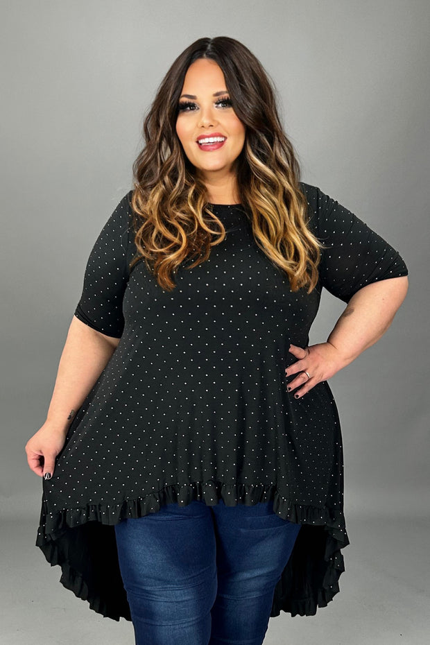 SALE!! 14 SD {Something To Celebrate} Black Hi/Low Tunic w/Studs PLUS SIZE 1X 2X 3X