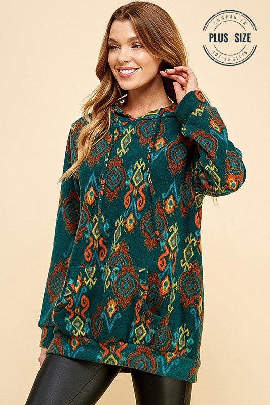 66  HD {Just Another Day} Teal/Orange Printed Hoodie PLUS SIZE 1X 2X 3X