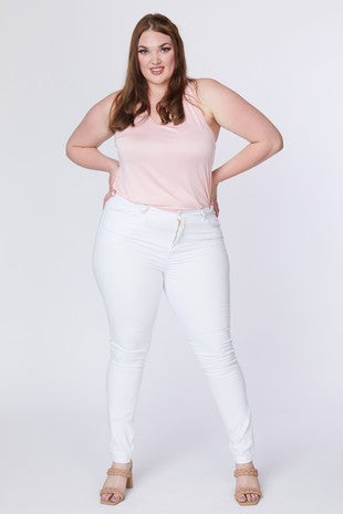 SALE!! LEG-74 {VINS Me Jeans} White Stretch Denim Jeans EXTENDED PLUS SIZE 14 16 18 20 22 24