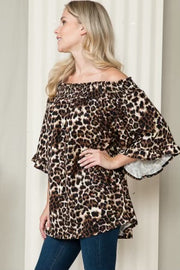 SALE!! 76 OS {Check Yourself} Leopard Print Off Shoulder Top PLUS SIZE XL 2X 3X