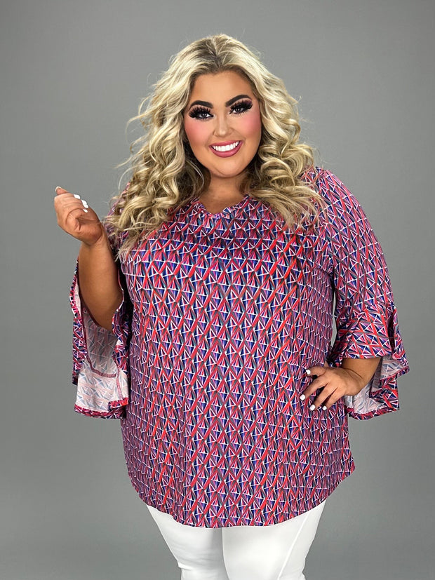 91 PQ {Promising Smile} Magenta Diamond Print Top EXTENDED PLUS SIZE 4X 5X 6X