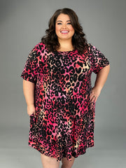 62 PSS {Back In The Wild} Fuchsia Leopard Print Dress EXTENDED PLUS SIZE 3X 4X 5X