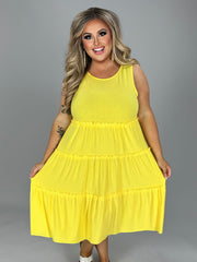 47 SV-B {Full Of Dreams} Yellow Tiered Dress PLUS SIZE 1X 2X 3X