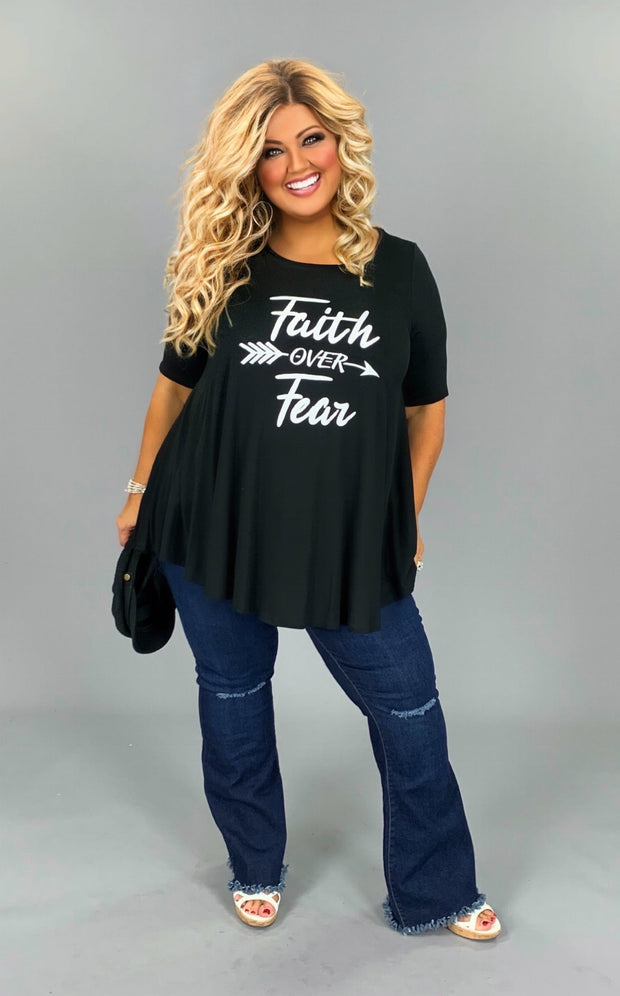 SALE!! 30 GT-N {Have Faith} Black "Faith Over Fear" Graphic Tee PLUS SIZE XL 2X 3X 4X 5X 6X