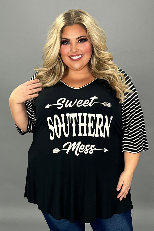 28 GT {Southern Mess} Black "Sweet Southern Mess" Graphic Tee CURVY BRAND!!!  PLUS SIZE XL 2X 3X 4X 5X 6X (May Size Down 1 Size)