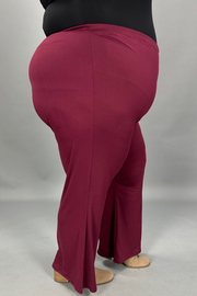 BT-Y {Graceful Appearance} Burgundy Wide Leg Pants CURVY RAND!!! EXTENDED PLUS SIZE XL 2X 3X 4X 5X 6X (May Size Down 1 Size)