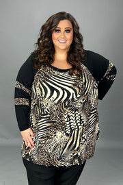 26 CP-B {Run The World} Black/Brown Animal Print Tunic PLUS SIZE  1X 2X 3X 4X 5X 6X