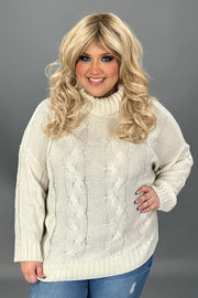 67 SLS-Y {Do It Like You Want} Ivory Cable Knit Sweater PLUS SIZE 1X/2X  2X/3X