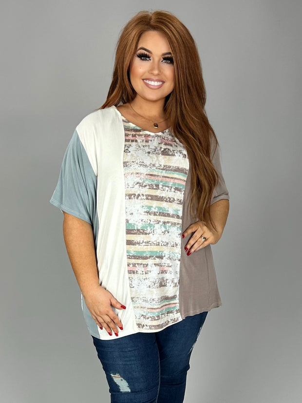 SALE!!  85 CP-A {Break the Mold} Multi-Color/Striped Top  PLUS SIZE 1X 2X 3X