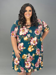 SALE!! 16 PSS-D {My Garden Grows} Hunter Green Floral V-Neck Dress EXTENDED PLUS SIZE 3X 4X 5X