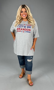 SALE!! 14  GT-F {Let's Go Brandon} Heather Grey Graphic Tee PLUS SIZE 3X