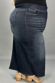 SALE!! LEG-94 {Be Girl} Black Wash Stretch Denim Maxi Skirt EXTENDED PLUS SIZE 4X 5X