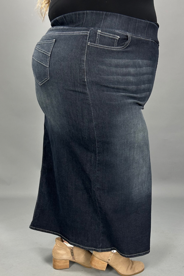 SALE!! LEG-96 {Be Girl} Black Wash Stretch Denim Maxi Skirt EXTENDED PLUS SIZE 4X 5X