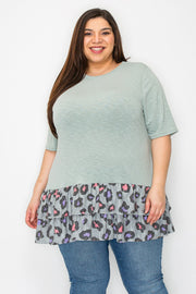 SALE!! 63 CP {Hear Me Roar} Sage Tunic w/Leopard Ruffle EXTENDED PLUS SIZE 4X 5X 6X