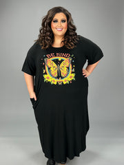 LD-Q {Be Kind Butterfly} Black Graphic Print Dress CURVY BRAND!!!  EXTENDED PLUS SIZE XL 2X 3X 4X 5X 6X