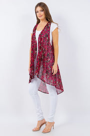 SALE!! 23 OT-B {Getting Flirty} Black Fuchsia Floral Sheer Vest PLUS SIZE 1X/2X 2X/3X