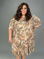 SALE!! 87 PSS-D {Here And Wow} Multi-Color Paisley Print Dress EXTENDED PLUS SIZE 3X 4X 5X