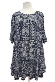 25 PSS {Devoted Paisley} Black/White Paisley Print Top EXTENDED PLUS SIZE 3X 4X 5X