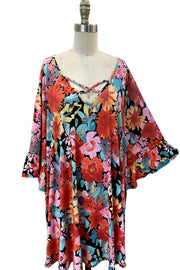 36 PQ {Get Out Of Town} Black Floral Criss-Cross Top CURVY BRAND!!! EXTENDED PLUS SIZE 3X 4X 5X 6X