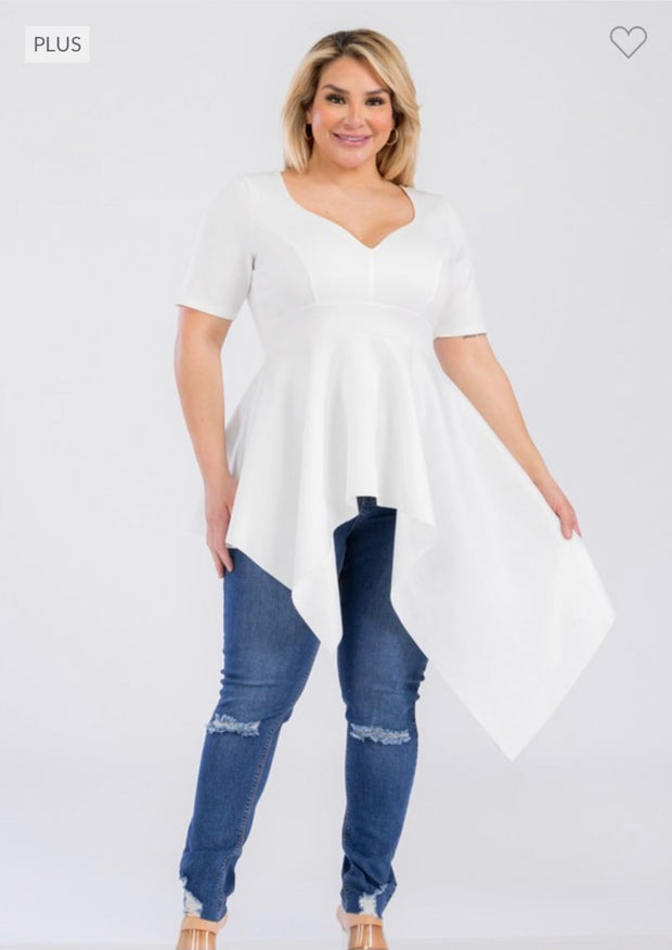 SALE!! 26 SSS-T [City Lights} Ivory Sweetheart Peplum Top PLUS SIZE 1X 2X 3X