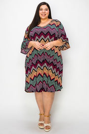 SALE!! 18 PQ {Smooth Talking} Multi-Color Zig Zag Print Dress EXTENDED PLUS SIZE 4X 5X 6X