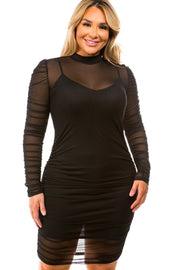 SALE!! 14 SLS {Love At Last} Black Ruched Body Con Dress PLUS SIZE L XL 2X 3X