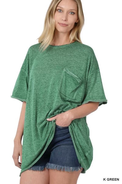 SALE!! 79 SSS [Call Me Comfy} Kelly Green Raw Edge Top PLUS SIZE 1X 2X 3X