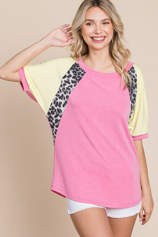 14 CP {Staying The Same} Pink Leopard Yellow Top PLUS SIZE 1X 2X 3X