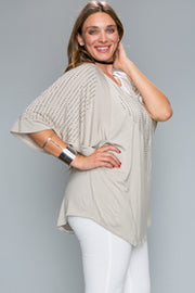 SALE!! 38 SD {Under The Moon} VOCAL Oatmeal Top w/Studs PLUS SIZE XL 2X 3X