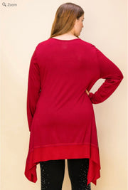 52 SD {Swing With Me} VOCAL Burgundy Rhinestone Top PLUS SIZE XL 2X 3X