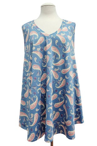 SALE!! 25 SV {Always A Pleasure} Blue Paisley V-Neck Top EXTENDED PLUS SIZE 4X 5X 6X