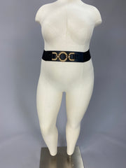 BELTS {So Glam} Black/Gold Stretch Belt w/Back Snaps PLUS SIZE 1X 2X