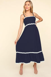 LD-P {Redefining Grace} Navy Maxi Dress w/White Trim PLUS SIZE 1X 2X 3X