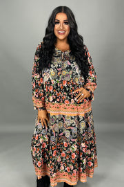 LD-H {Dressing It Up} Umgee Black Floral Tiered Dress PLUS SIZE XL 1X 2X