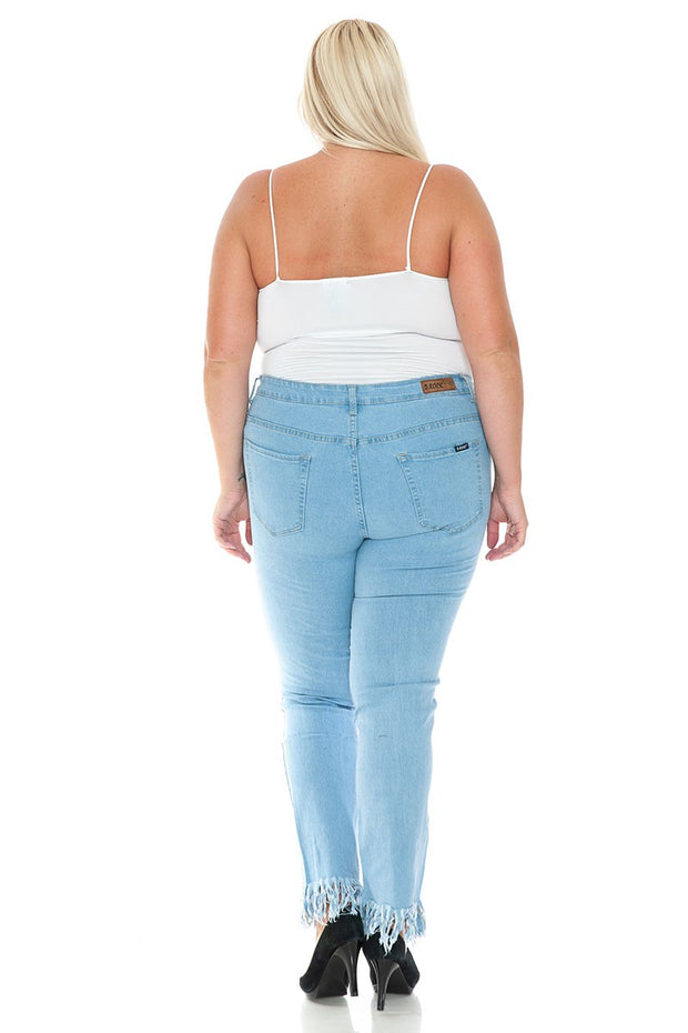 LEG-76 {Winning You Over} Lt. Blue Distressed Jeans EXTENDED PLUS SIZE 14 16 18 20 22 24