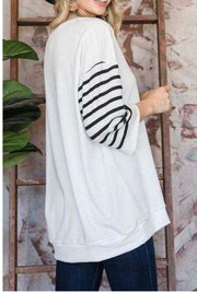 82 CP-E {Daring Effect} White/Black Striped Tunic PLUS SIZE 1X 2X 3X