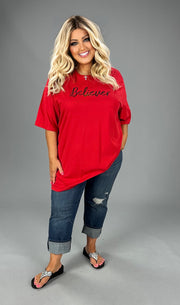 SALE!! 48 GT {Believer} RED Graphic Tee PLUS SIZE 1X 2X 3X