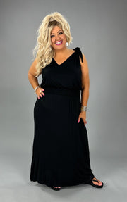 SALE!! LD-O {For A Change} Black Maxi Dress w/Shoulder Ties PLUS SIZE XL 2X 3X