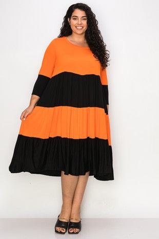 32 CP {Let Me Be Frank} Orange/Black Tiered Dress CURVY BRAND!!!  EXTENDED PLUS SIZE 2X 4X 5X 6X