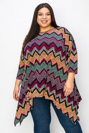 29 PQ {You Deserve It All} Wine Zig Zag Asymmetrical Top EXTENDED PLUS SIZE 3X 4X 5X