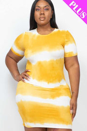 SALE!! 52 PSS-Y {Truth Be Told} Mustard Tie Dye Stripe Dress PLUS SIZE 1X 2X 3X