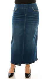 SALE!! BT-99 {Be Girl} Indigo Stretch Denim Maxi Skirt EXTENDED PLUS SIZE 4X 5X