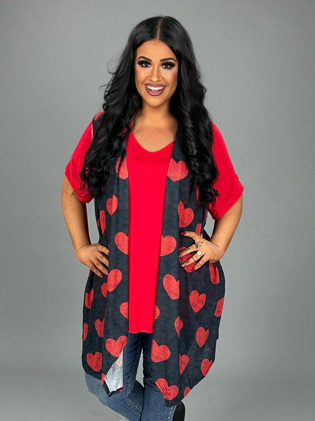 SALE!! 31 OT {True To You} Black/Red Heart Vest PLUS SIZE 1X 2X 3X